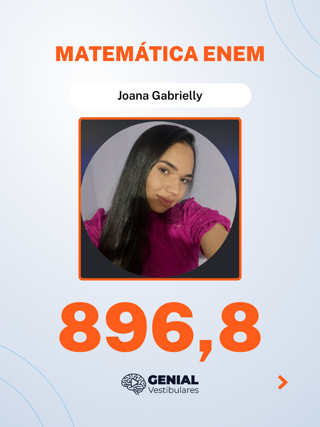 Joana Gabrielly — 896,8 em Matemática no ENEM