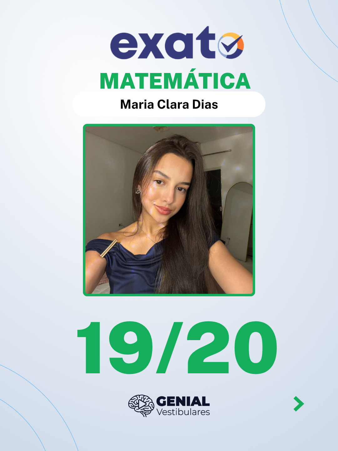 Maria Clara Dias — 19/20 em Matemática