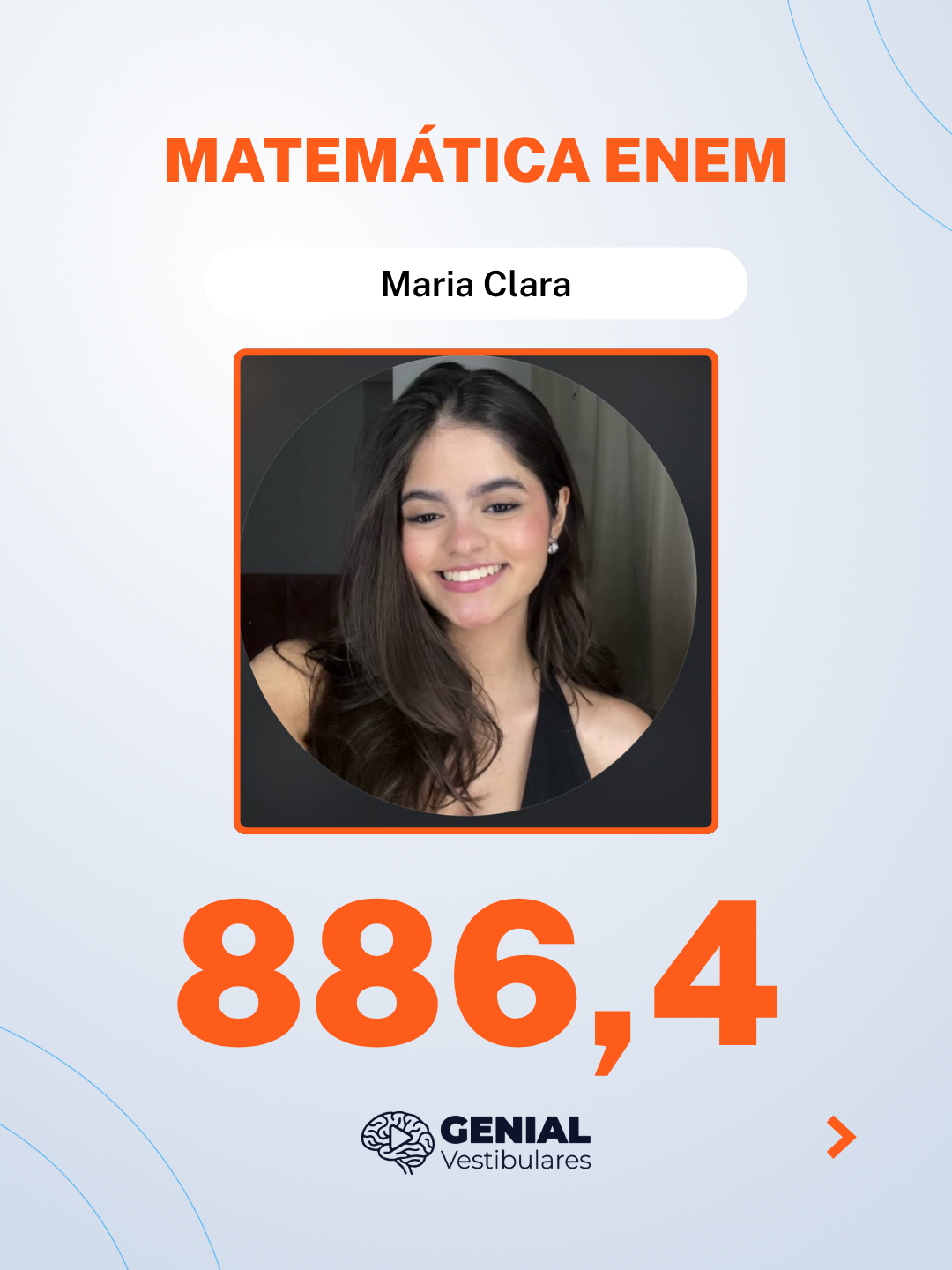 Maria Clara — 886,4 em Matemática no ENEM